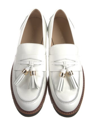 Stuart Weitzman Leather Tassel Accents Loafers