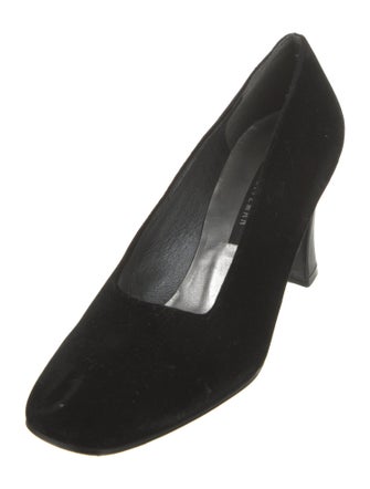 Stuart Weitzman Velvet Leather Trim Embellishment Pumps