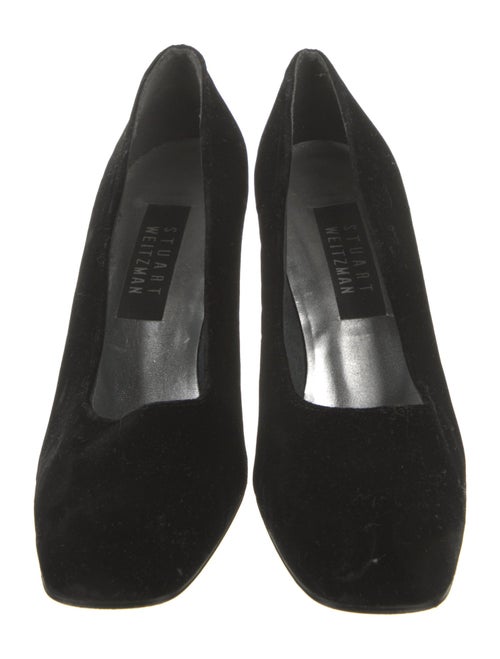 Stuart Weitzman Velvet Leather Trim Embellishment Pumps