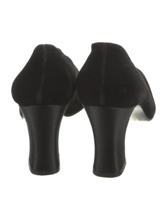 Stuart Weitzman Velvet Leather Trim Embellishment Pumps