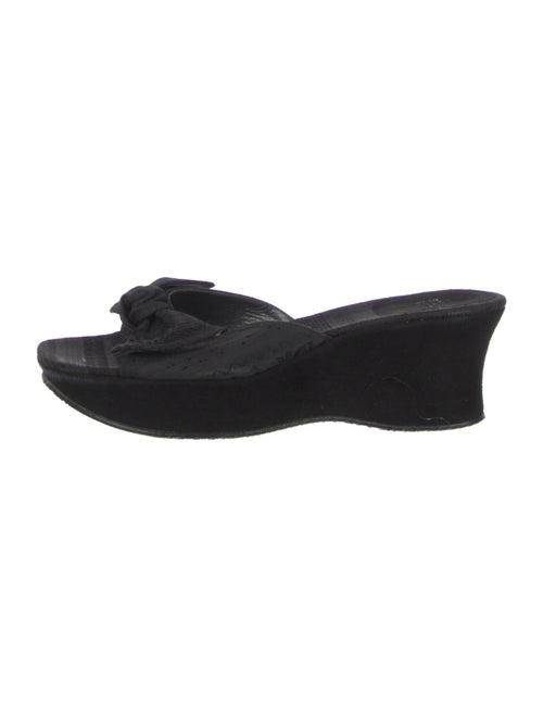 Stuart Weitzman Suede Bow Accents Slides