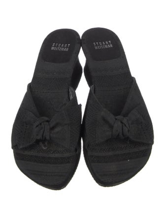 Stuart Weitzman Suede Bow Accents Slides