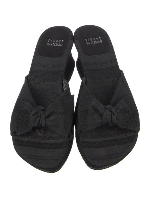 Stuart Weitzman Suede Bow Accents Slides