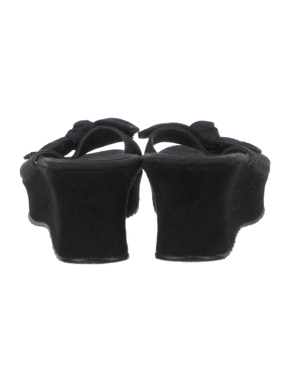 Stuart Weitzman Suede Slides Black Bow Accents Pl… - image 4