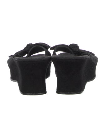 Stuart Weitzman Suede Bow Accents Slides