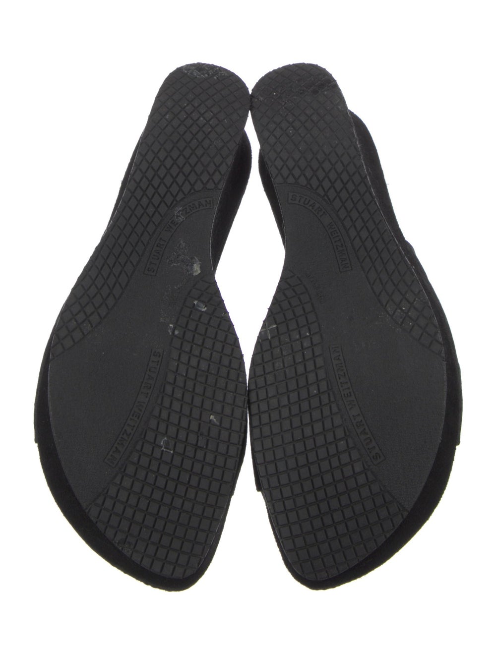 Stuart Weitzman Suede Slides Black Bow Accents Pl… - image 5