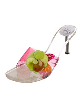 Stuart Weitzman PVC Floral Print Slides