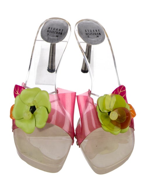 Stuart Weitzman PVC Floral Print Slides