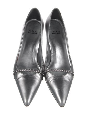Stuart Weitzman Leather Glitter Accents Pumps