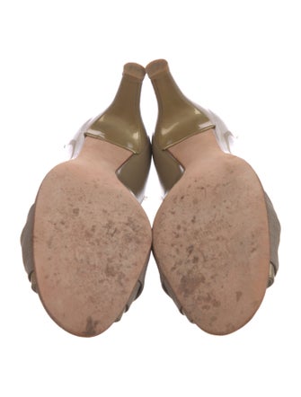 Stuart Weitzman Patent Leather Bow Accents Slingback Sandals