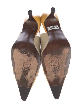 Stuart Weitzman Leather Colorblock Pattern Slingback Pumps