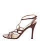 Stuart Weitzman Patent Leather Lasercut Accents T-Strap Sandals