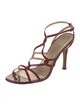 Stuart Weitzman Patent Leather Lasercut Accents T-Strap Sandals