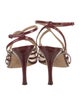 Stuart Weitzman Patent Leather Lasercut Accents T-Strap Sandals