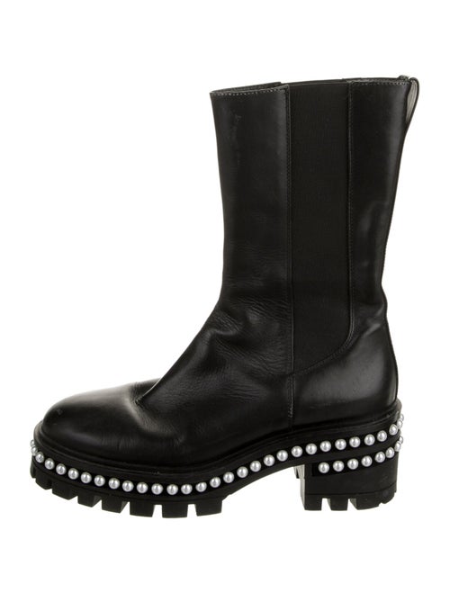 Stuart Weitzman Leather Studded Accents Combat Boots