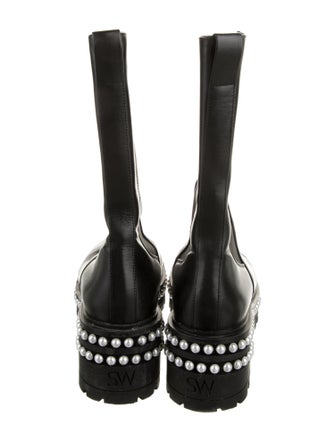 Stuart Weitzman Leather Studded Accents Combat Boots