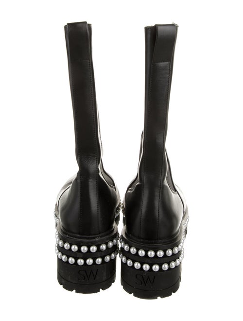Stuart Weitzman Leather Studded Accents Combat Boots