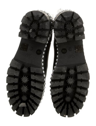 Stuart Weitzman Leather Studded Accents Combat Boots