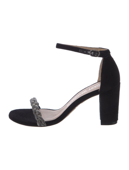 Stuart Weitzman Suede Crystal Embellishments Sandals