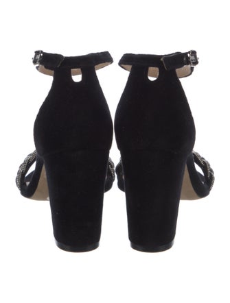 Stuart Weitzman Suede Crystal Embellishments Sandals