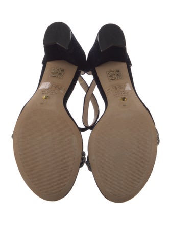 Stuart Weitzman Suede Crystal Embellishments Sandals