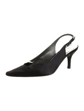 Stuart Weitzman Satin Crystal Embellishments Slingback Pumps