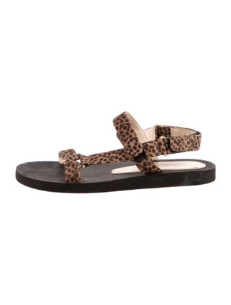 Stuart Weitzman Suede Animal Print Slingback Sandals