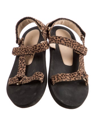Stuart Weitzman Suede Animal Print Slingback Sandals