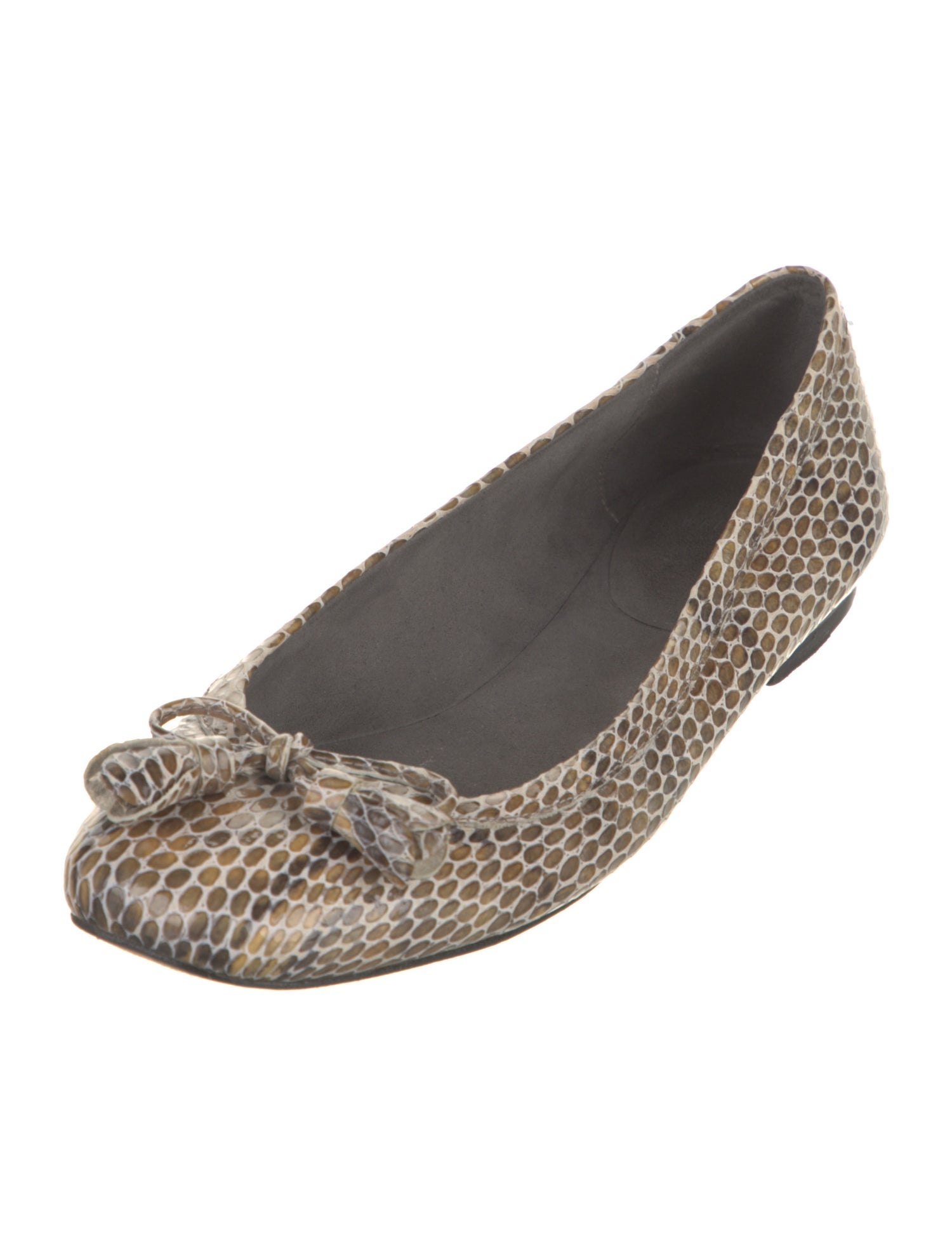 Stuart Weitzman Embossed Leather Animal Print Ballet Flats