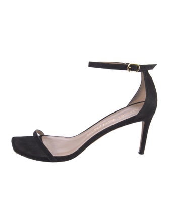 Stuart Weitzman Suede Crystal Embellishments Sandals
