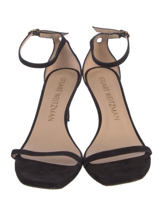 Stuart Weitzman Suede Crystal Embellishments Sandals