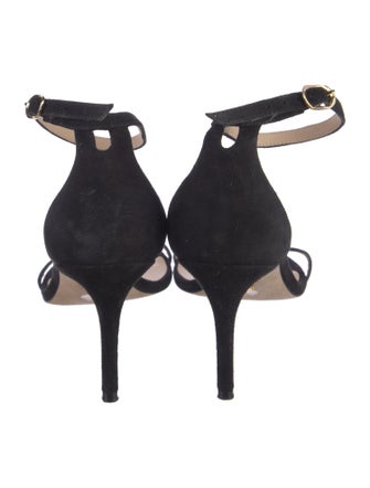 Stuart Weitzman Suede Crystal Embellishments Sandals