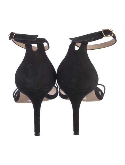 Stuart Weitzman Suede Crystal Embellishments Sandals