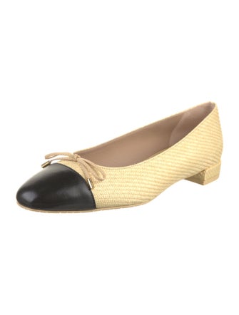 Stuart Weitzman Straw Colorblock Pattern Ballet Flats