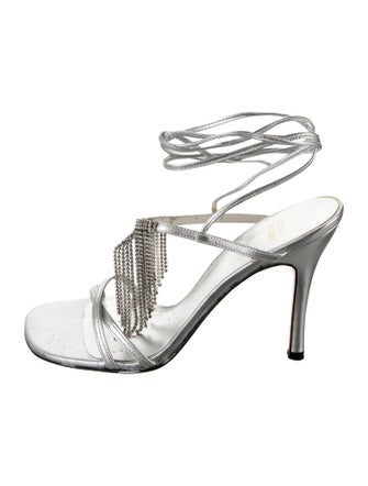 Stuart Weitzman Leather Crystal Embellishments Sandals