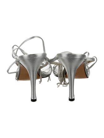 Stuart Weitzman Leather Crystal Embellishments Sandals