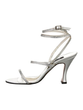 Stuart Weitzman Satin Crystal Embellishments Sandals