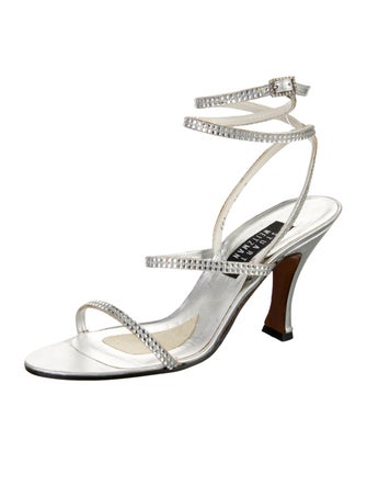Stuart Weitzman Satin Crystal Embellishments Sandals