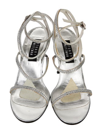 Stuart Weitzman Satin Crystal Embellishments Sandals