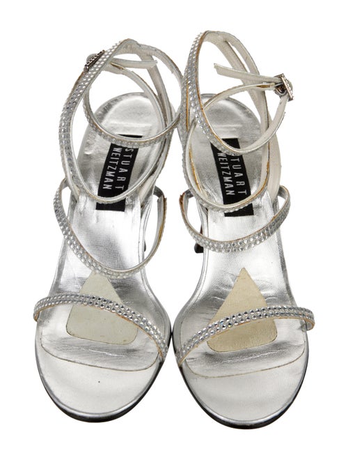 Stuart Weitzman Satin Crystal Embellishments Sandals