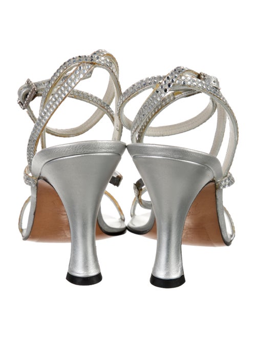 Stuart Weitzman Satin Crystal Embellishments Sandals