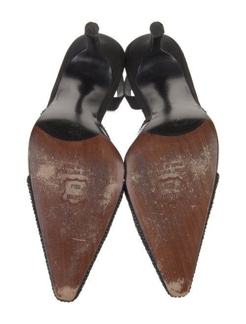 Stuart Weitzman Satin Lace Trim Embellishment Slingback Pumps