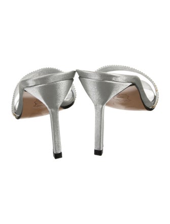 Stuart Weitzman Satin Crystal Embellishments Slides