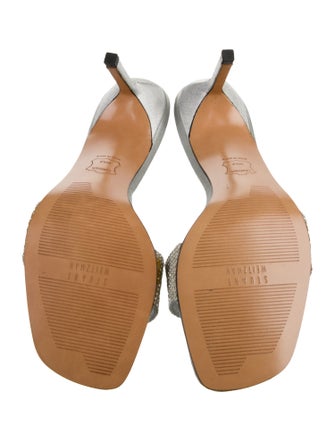 Stuart Weitzman Satin Crystal Embellishments Slides