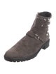 Stuart Weitzman Suede Studded Accents Moto Boots
