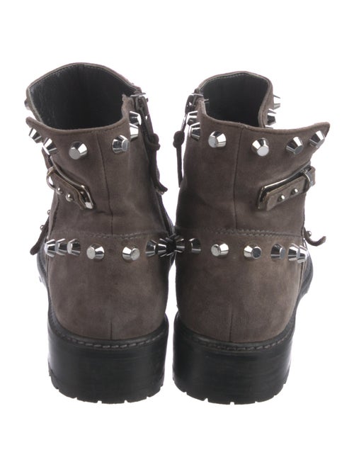 Stuart Weitzman Suede Studded Accents Moto Boots