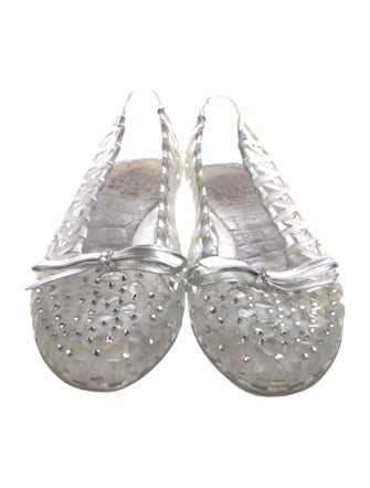 Stuart Weitzman Rubber Bow Accents Ballet Flats