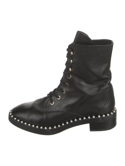 Stuart Weitzman Leather Printed Combat Boots