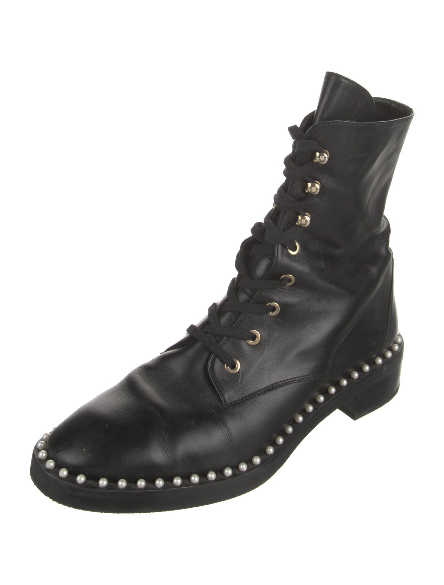 Stuart Weitzman Leather Printed Combat Boots