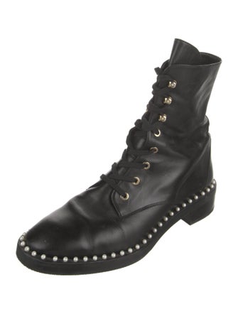 Stuart Weitzman Leather Printed Combat Boots